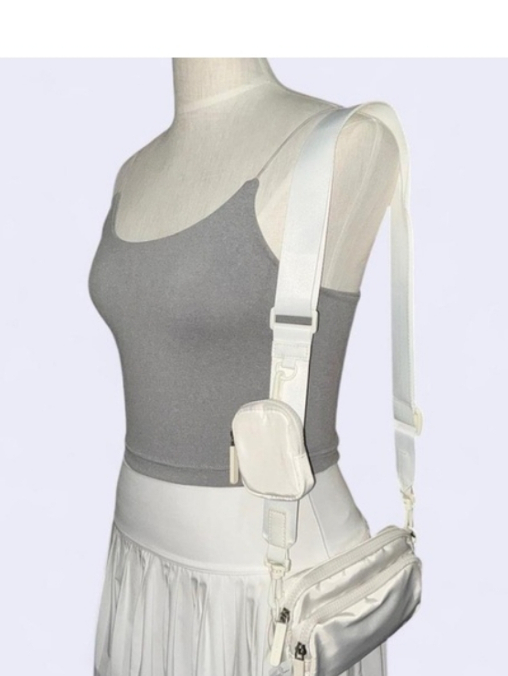 American Eagle Outfitters Unisex White Crossbody Bag with Removable Pouch